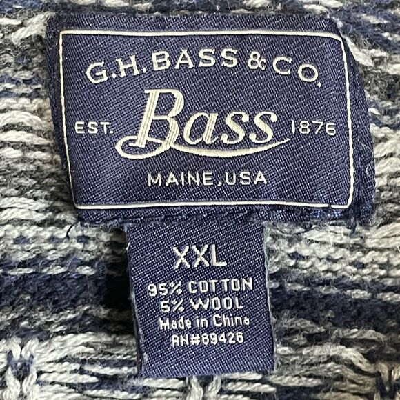 G.H. Bass & Co. Sweater Men’s XXL Blue Gray White Cotton / Wool Blend - Picture 3 of 3